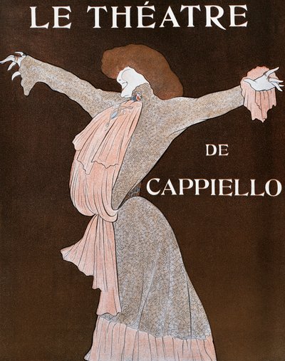 Skuespillerinne Sarah Bernhardt (1844-1923), illustrasjon av Leonetto Cappiello (1875-1942), fra det franske magasinet Le Theatre, april 1903 av Leonetto Cappiello