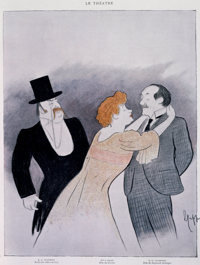 Tegning fra stykket "le Secret de Polichinelle" av Pierre Wolff - utdrag fra magasinet Le Theater av Leonetto Cappiello