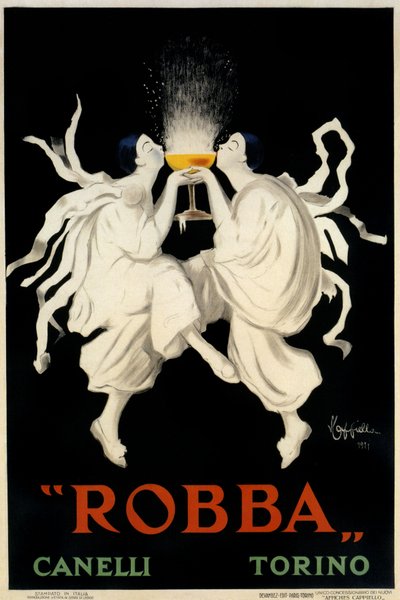 Plakatreklame for Spumante Robba Canelli, Torino, Italia, 1921 av Leonetto Cappiello