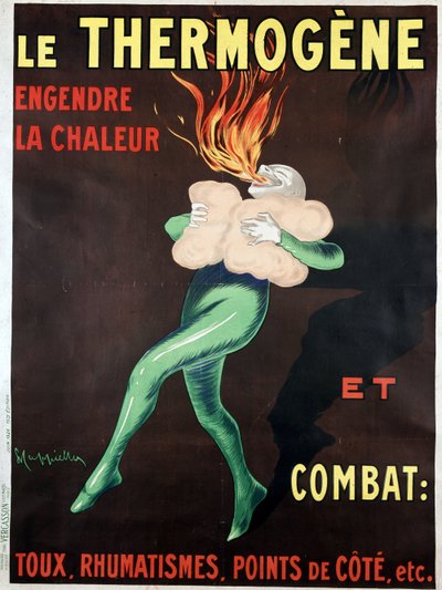 Termogenet genererer varme og bekjemper hoste, revmatisme, sidepunkter osv.: plakat av Leonetto Cappiello (1875-1942) av Leonetto Cappiello