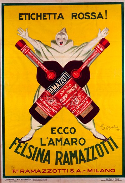 plakat for drinken Amaro (Amer) felsina Ramazzotti av Leonetto Cappiello