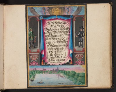 "En nøyaktig naturlig beskrivelse og avgrensning av vannfuglene, fiskene, firfotdyrene, insektene og ormene, som finnes i vannet ved Strassburg [Strasbourg], som jeg selv skjøt og håndterte. Leonard Baldner, Fisher and Citizen i Strassburg ", c av Leonhard Baldner