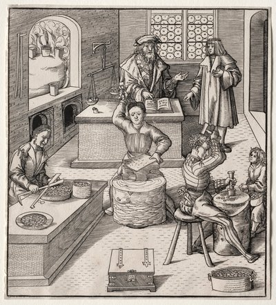 Unge Maximilian i myntverket. av Leonhard Beck