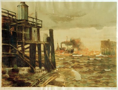 Utsikt over Nedre Elbe av Leonhard Sandrock