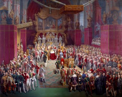 Kroningen av den østerrikske keiseren Ferdinand I (1793-1875), også konge av Böhme under navnet Ferdinand V i Cathedrale Saint Guy of Prague Maleri av Leopold Bucher (1797- etter 1858) 1836 Praha, Nasjonalgalleriet - Keiser Ferdinand I av Aus av Leopold Bucher