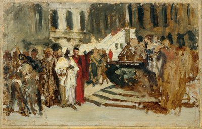 Skisse til maleriet "Arabiske kjøpmenn i Venezia" av Leopold Carl Muller