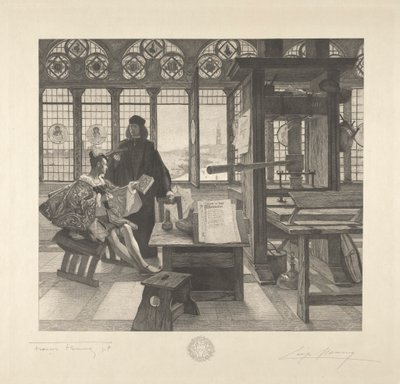 Grolier med skriveren Aldus Manutius av Leopold Flameng