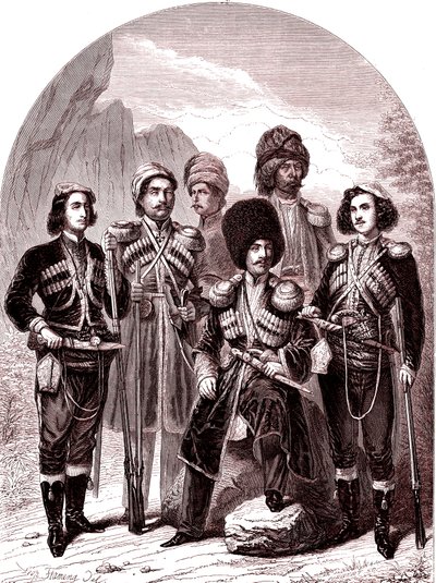 Transkaukasen og Georgia.Russland i 1865. (Gravering) av Leopold Flameng