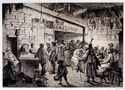 Innvendig visning av White Rabbit-kabareten" revet i 1860"" Gravering av Leopold Flameng (1831-1911) 1863 Paris, Musee Carnavalet av Leopold Flameng