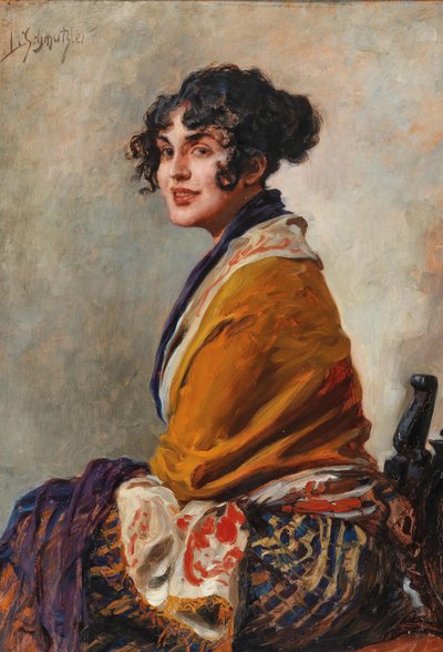 Portrett av skuespillerinnen Lili Marberg 1876-1962. av Leopold Schmutzler