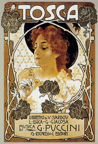 Omslag av Leopoldo Metlicovitz av partituret til operaen Tosca av Giacomo Puccini av Leopoldo Metlicovitz