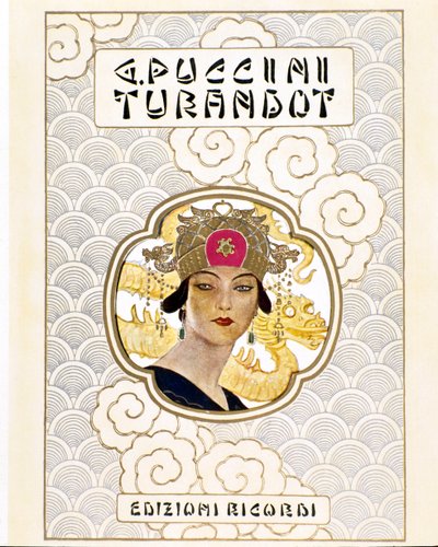 Omslag til partituret til operaen Turandot c. 1926 (gravering) av Leopoldo Metlicovitz