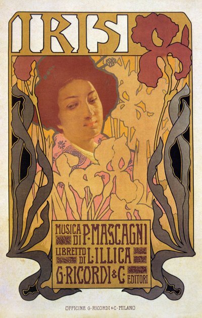 Iris, plakat for opera av Pietro Mascagni av Leopoldo Metlicovitz