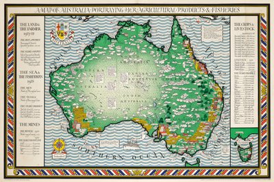 Et kart over Australia av Leslie MacDonald Gill