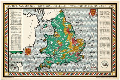 Et kart over England og Wales av Leslie MacDonald Gill