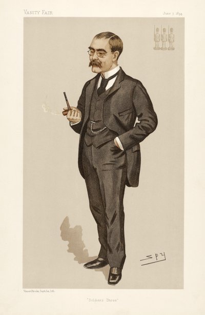 Rudyard Kipling (1865 - 1936), fra Vanity Fair, pub. 1894 (fargelitografi) av Leslie Matthew Ward