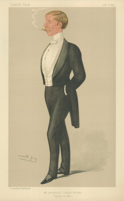 Mr Archibald John Stuart-Wortley, Sports and Arts, 18. januar 1890, Vanity Fair tegneserie av Leslie Matthew Ward