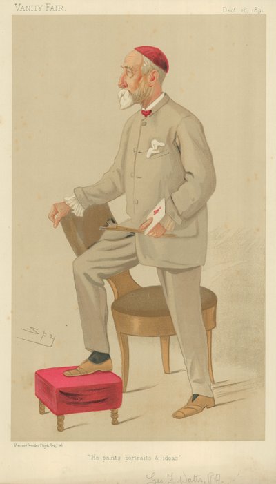 Mr George Frederick Watts, Han maler portretter og ideer, 26. desember 1891, Vanity Fair tegneserie av Leslie Matthew Ward