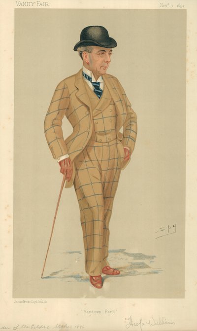 Mr Hwfa Williams, Sandown Park, 7. november 1891, tegneserie Vanity Fair av Leslie Matthew Ward