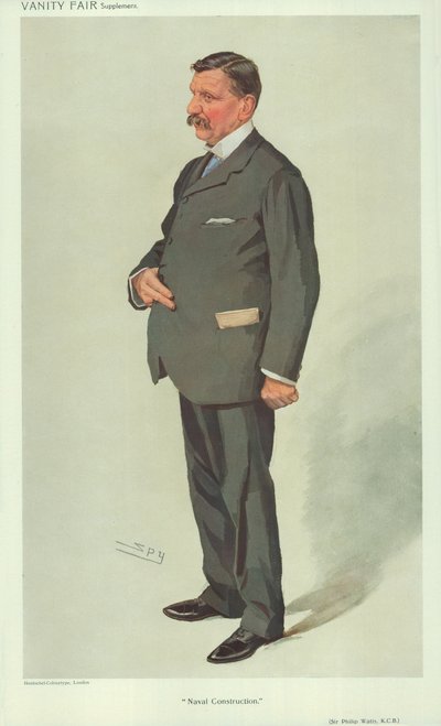 Sir Philip Watts, Naval construction, 7. april 1910, Vanity Fair tegneserie av Leslie Matthew Ward