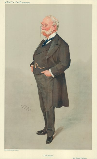 Sir Thomas Wrightson, Tariff Reform, 6. mai 1908, tegneserie Vanity Fair av Leslie Matthew Ward