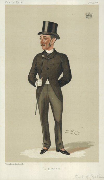 The Earl of Zetland, a gentleman, 31. juli 1886, Vanity Fair tegneserie av Leslie Matthew Ward