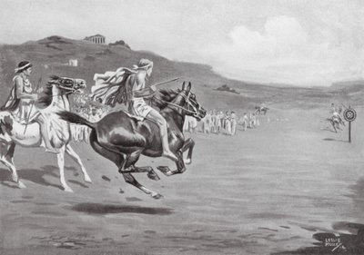 Greske ryttere som kaster spydkast (lito) av Leslie Mosley