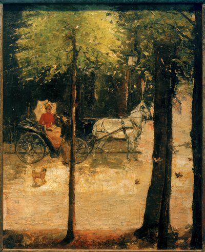 Vår i Tiergarten (dame i vogna) av Lesser Ury