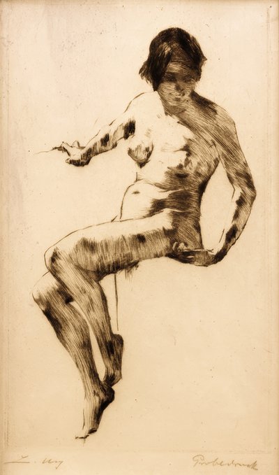 Sitter naken kvinne av Lesser Ury