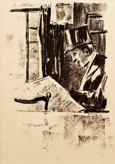 Avisleser med sylinder av Lesser Ury