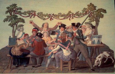 Den franske revolusjonen i 1789: "Det republikanske måltidet"". Gouache des freres Lesueur (1700-tallet) av Lesueur Brothers