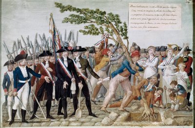 Planter frihetens tre. Gravering av brødrene Lesueur (1700-tallet). Paris, Musee Carnavalet. av Lesueur Brothers