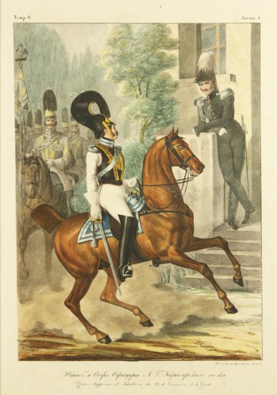 Stab og senioroffiserer i Life-Guards Cuirassier Regiment, ca. 1830 av Lev Alexandrovich Belousov