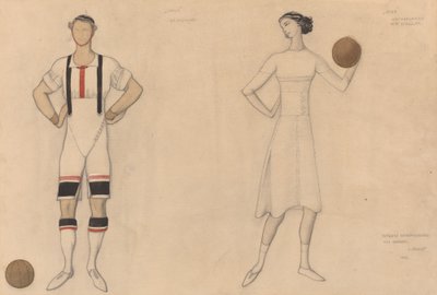 Kostymestudie for "Jeux" av Lev Samoilovich Bakst