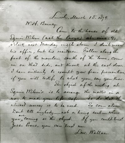 Brev fra Lew Wallace til W. H. Bonney (1860-81) 15. mars 1879 av Lew Wallace