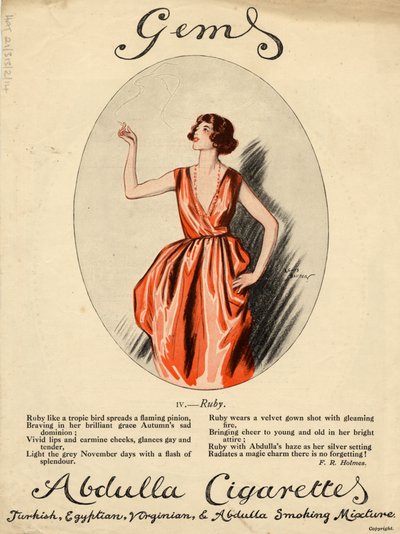 Abdulla-sigaretter, 1920-tallet av Lewis Baumer