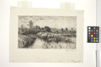Ettermiddag i mars, Schleissheim, Bayern (etsing) av Lewis Henry Meakin