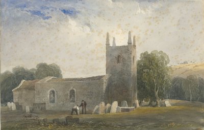 Butterton Church: akvarellmaleri, og [c 1830-1840] av Lewis John Wood