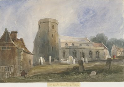 Dilhorne kirke: akvarellmaleri, og [c 1830-1840] (maleri) av Lewis John Wood