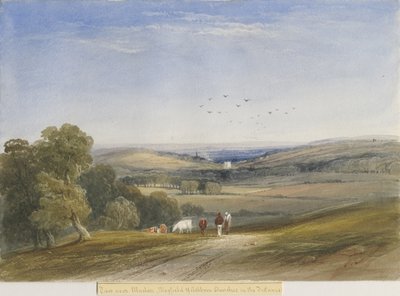 Ellastone Church: akvarellmaleri, nd [?1800-tallet] av Lewis John Wood