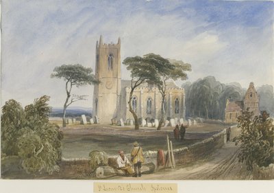 Ipstones kirke: akvarellmaleri, og [c 1830-1840] av Lewis John Wood