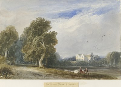 Kingstone - The Manor House: akvarellmaling, og [c 1830-1840] av Lewis John Wood