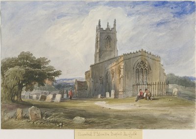 Mayfield Church: akvarellmaling, og [c 1830-1840] av Lewis John Wood
