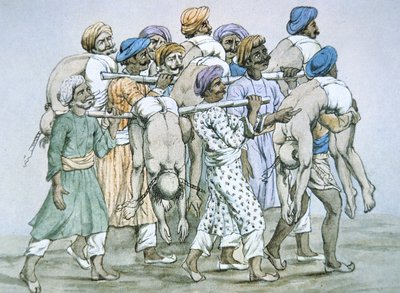 En gruppe kjeltringer og deres ofre (farge litho) av Unbekannt Unbekannt