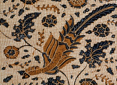 Batikk med tradisjonell design kalt peksi podang, Surakarta, Java, Indonesia, detaljer av Unbekannt Unbekannt