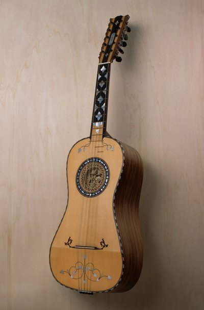 Chitarra battente (gitar), musikkinstrument bygget i verkstedet til luthier Pasquale Scala i Praiano, Campania. Italia, 1900-tallet av Unbekannt Unbekannt