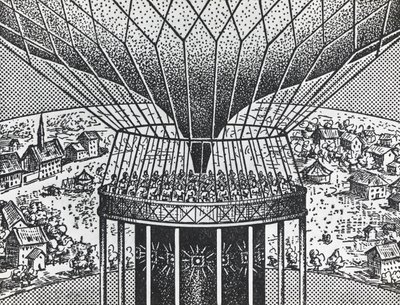 Cineorama av Raoul Grimoin-Sanson (1860-1941), sirkulært projeksjonssystem stamfar til Cinerama av Unbekannt Unbekannt