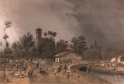 Første divisjon av Regina Brigade angriper Montreoli Bridge, Palestro, Lombardia av Unbekannt Unbekannt