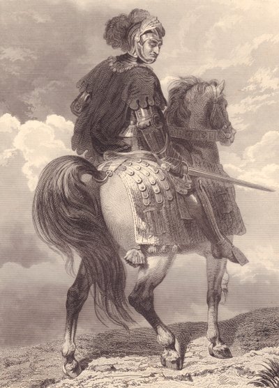 Italiensk militærleder og politiker Gian Giacomo Trivulzio (1440-1518), gravering, 22x16 cm, fra Galerie Historique de Versailles, Histoire de France, Charles Gavard Publisher, Paris, ca. 1840 av Unbekannt Unbekannt