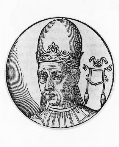 Portrett av Adrian I (700-795), 95. pave av den katolske kirke fra 772, gravering av Unbekannt Unbekannt